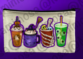 Spooky Coffee Pencil Pouch | Makeup Bag | Cosmetic Bag | Storage Bag | Multipurpose Travel Toiletry Pouch | Cotton Canvas | School Supplies