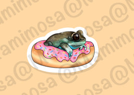 Frog Doughnut Vinyl Sticker | Car Decals | Laptop Decals | Water Bottle Decals |