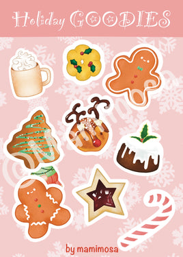 Hand-drawn Holiday Treats Vinyl Sticker Sheet | Stocking Stuffer | Laptop Decals | Water Bottle Decals |