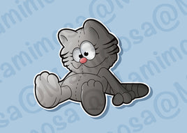 Plush Grey Cat Vinyl Sticker | Car Decals | Laptop Decals | Water Bottle Decals |