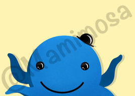 Blue Octopus Vinyl Car Peeker | Character Stickers | Car Accessories | Water Bottle Decal | Laptop Decals | Bumper Stickers |