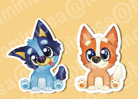 Baby Blue and Orange Dog Vinyl Sticker Duo | Water Bottle Decal | Laptop Decals | Bumper Stickers |