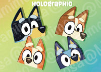 NEW Holographic Blue Dog Car Peeker Family | Car Decals | Laptop Decals | Water Bottle Decals |