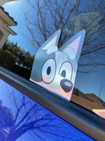 NEW Gray and Blue Dog Car Peeker | Car Decals | Laptop Decals | Water Bottle Decals |