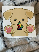 Puppy Autism Awareness Car Peeker | Dog Stickers | Pet Stickers | Water Bottle Decal | Laptop Decals | Bumper Stickers |